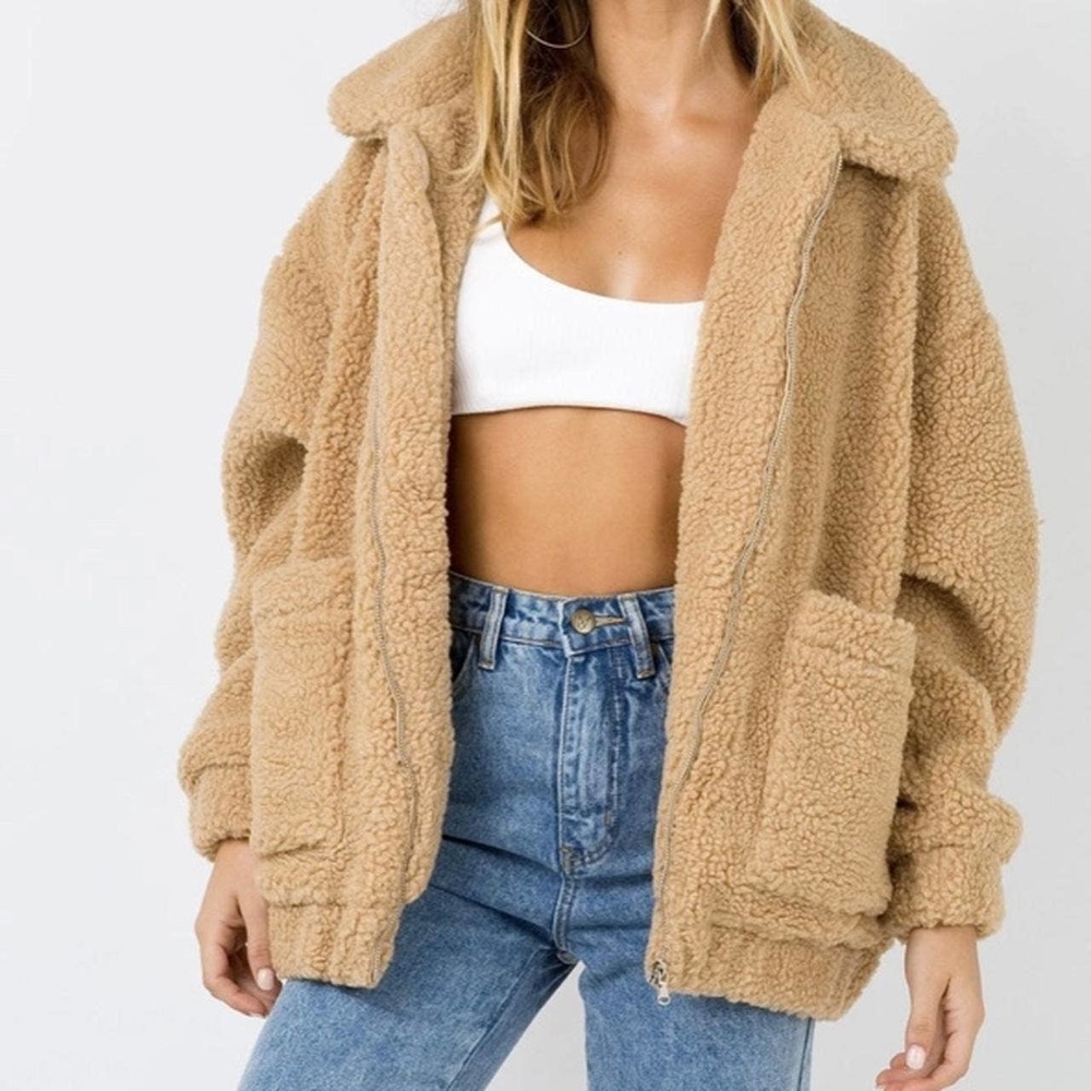 I.AM.GIA Faux Fur Jacket Full Zip Tan‎